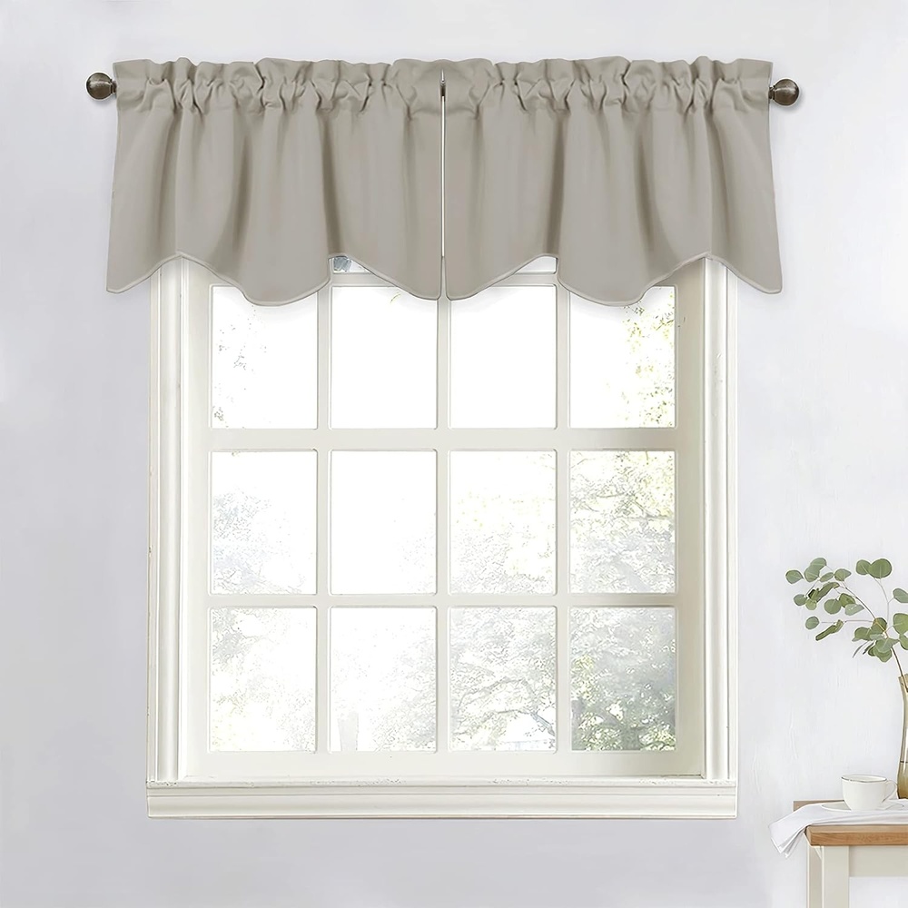 image:imageNICETOWN Blackout Floral Kitchen Valances for Windows 52 x 18 Inch LengthNatural