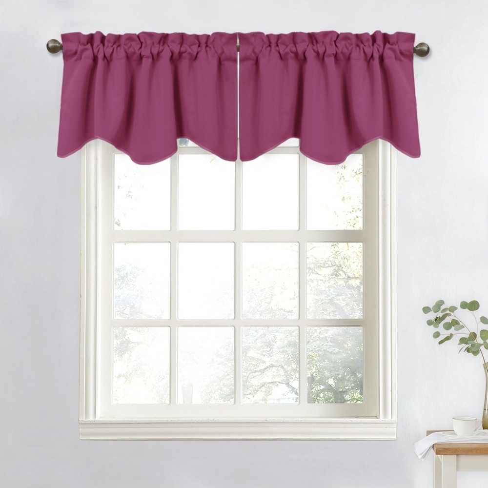 image:imageNICETOWN Blackout Floral Kitchen Valances for Windows 52 x 18 Inch LengthRoseo Pink