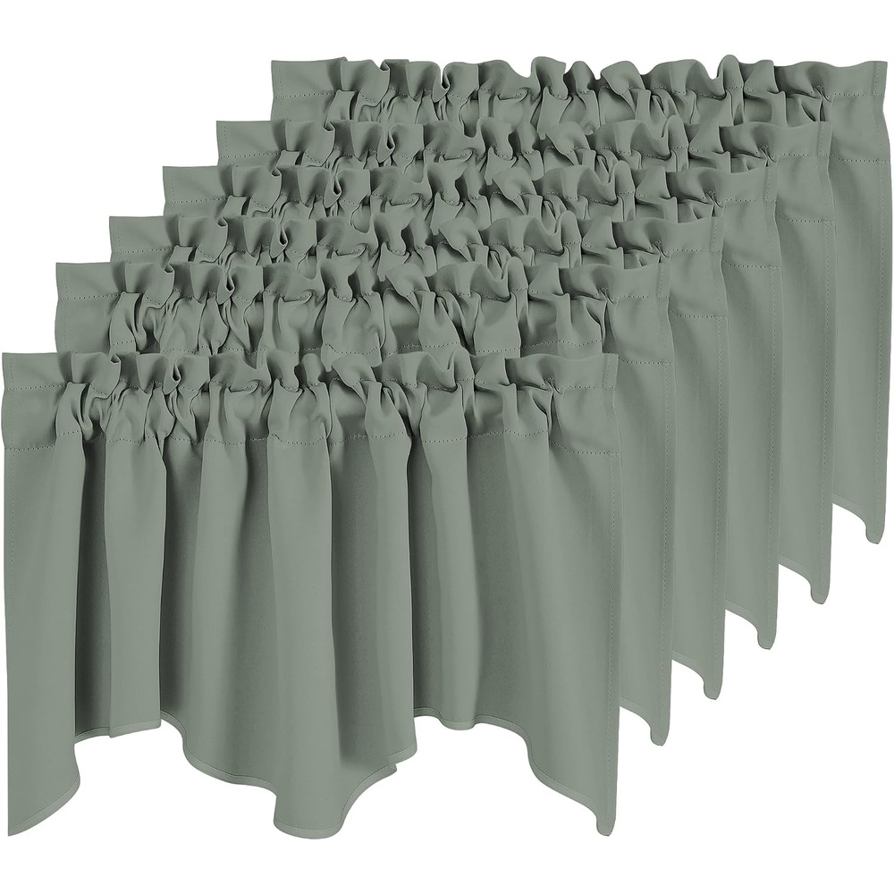 image:imageNICETOWN Blackout Floral Kitchen Valances for Windows 52 x 18 Inch LengthSage Green