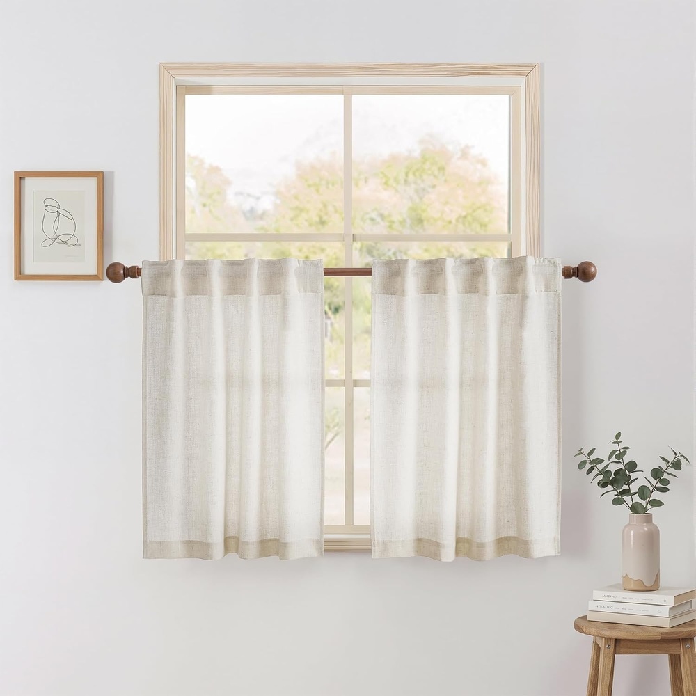 image:imageNICETOWN Floral Linen Curtains 84 inches Long Pink Pattern Printed for Girls Bedroom Nursery Boho Farmhouse Window Sheer Curtain Drapes Aesthetic Light Filtering Privacy 2 Panel Sets 55 WLinen