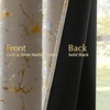 NICETOWN 100% Blackout Curtains Silver and Gold Patterned for Bedroom Living Room 84 Inches Long Marble Print Room Darkening Noise Reducing Thermal Insulated Grommet Abstract Drapes, 52″ W, 2 Panels(Natural)
