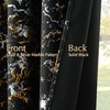 NICETOWN 100% Blackout Curtains Silver and Gold Patterned for Bedroom Living Room 84 Inches Long Marble Print Room Darkening Noise Reducing Thermal Insulated Grommet Abstract Drapes, 52″ W, 2 Panels(Black)