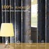 NICETOWN 100% Blackout Silver and Gold Patterned Curtains for Living Room Bedroom Marble Print with Natural Voile Sheer Bedroom Curtains 84 Inches Long, Grommet Window Treatments Light Filtering