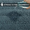 NICETOWN Black Bathroom Floor Mat, Anti-Slip Soft Living Room Bedroom Mat Floor Water Absorbent, Low-Profile Rug Doormat for Entry, Mud Room Mat, Back Door, High Traffic Areas (47 x 24 – inches)(Stone Blue)