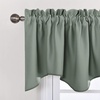 NICETOWN Blackout Floral Kitchen Valances for Windows 52 x 18 Inch Length(Greyish Green)