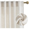 NICETOWN Floral Linen Curtains 84 inches Long Pink Pattern Printed for Girls Bedroom Nursery, Boho Farmhouse Window Sheer Curtain Drapes Aesthetic Light Filtering Privacy 2 Panel Sets, 55″ W(Linen)