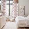 NICETOWN Floral Linen Curtains 84 inches Long Pink Pattern Printed for Girls Bedroom Nursery, Boho Farmhouse Window Sheer Curtain Drapes Aesthetic Light Filtering Privacy 2 Panel Sets, 55″ W(Z- Pink 1)