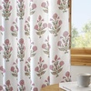 NICETOWN Floral Linen Curtains 84 inches Long Pink Pattern Printed for Girls Bedroom Nursery, Boho Farmhouse Window Sheer Curtain Drapes Aesthetic Light Filtering Privacy 2 Panel Sets, 55″ W(Z- Pink 2)