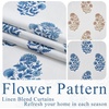 NICETOWN Floral Linen Curtains 84 inches Long Pink Pattern Printed for Girls Bedroom Nursery, Boho Farmhouse Window Sheer Curtain Drapes Aesthetic Light Filtering Privacy 2 Panel Sets, 55″ W(Z- Blue 1)