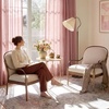 NICETOWN Floral Linen Curtains 84 inches Long Pink Pattern Printed for Girls Bedroom Nursery, Boho Farmhouse Window Sheer Curtain Drapes Aesthetic Light Filtering Privacy 2 Panel Sets, 55″ W(Pink)