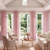 NICETOWN Floral Linen Curtains 84 inches Long Pink Pattern Printed for Girls Bedroom Nursery, Boho Farmhouse Window Sheer Curtain Drapes Aesthetic Light Filtering Privacy 2 Panel Sets, 55″ W(Pink)