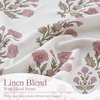 NICETOWN Floral Linen Curtains 84 inches Long Pink Pattern Printed for Girls Bedroom Nursery, Boho Farmhouse Window Sheer Curtain Drapes Aesthetic Light Filtering Privacy 2 Panel Sets, 55″ W(Z- Pink 2)