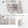 NICETOWN Glass Door Curtains Linen Blended, Farmhouse French Door Blinds Boho Print Privacy Window Treatment Covering for Patio Front Tieback Include, W26 x L72 inch, Greyish White, 1 Panel(Angora)