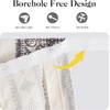 NICETOWN Glass Door Curtains Linen Blended, Farmhouse French Door Blinds Boho Print Privacy Window Treatment Covering for Patio Front Tieback Include, W26 x L72 inch, Greyish White, 1 Panel(Greyish White)