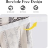 NICETOWN Glass Door Curtains Linen Blended, Farmhouse French Door Blinds Boho Print Privacy Window Treatment Covering for Patio Front Tieback Include, W26 x L72 inch, Greyish White, 1 Panel(Natural)