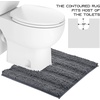 NICETOWN Grey Bathroom Contour Rug Sets, Extra Thick Bath Rugs for Bathroom, Soft Plush Chenille Shaggy Bath Mats, Living Room Bedroom Mats, Water Absorbent Floor Carpets (20 x 32 Plus 24 x 24 U)