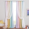 NICETOWN Kids Room Decor Curtains for Girls Nursery, Star Cut Princess Room Design Curtains with Versatile Styling Options for Backdrops (Pink & Yellow & Green & Pink, Each is W52 x L84, Sold by 2)(Rainbow-3)