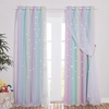 NICETOWN Kids Room Decor Curtains for Girls Nursery, Star Cut Princess Room Design Curtains with Versatile Styling Options for Backdrops (Pink & Yellow & Green & Pink, Each is W52 x L84, Sold by 2)(Purple & Blue & Yellow)