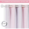 NICETOWN Kids Room Decor Curtains for Girls Nursery, Star Cut Princess Room Design Curtains with Versatile Styling Options for Backdrops (Pink & Yellow & Green & Pink, Each is W52 x L84, Sold by 2)(Pink & Grey)