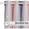 NICETOWN Kids Room Decor Curtains for Girls Nursery, Star Cut Princess Room Design Curtains with Versatile Styling Options for Backdrops (Pink & Yellow & Green & Pink, Each is W52 x L84, Sold by 2)(Moon Star | Pink & Grey)