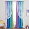 NICETOWN Kids Room Decor Curtains for Girls Nursery, Star Cut Princess Room Design Curtains with Versatile Styling Options for Backdrops (Pink & Yellow & Green & Pink, Each is W52 x L84, Sold by 2)(Rainbow-1)