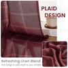 NICETOWN Taupe Plaid Print Linen Gingham Curtains 96 inches Long(Diagonal Check | Burgundy Red)