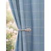 NICETOWN Taupe Plaid Print Linen Gingham Curtains 96 inches Long(Diagonal Check | Dusty Blue)