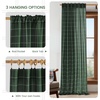 NICETOWN Taupe Plaid Print Linen Gingham Curtains 96 inches Long(Diagonal Check | Hunter Green)