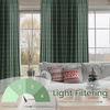 NICETOWN Taupe Plaid Print Linen Gingham Curtains 96 inches Long(Diagonal Check | Hunter Green)