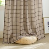 NICETOWN Taupe Plaid Print Linen Gingham Curtains 96 inches Long(Diagonal Check | Light Greige)