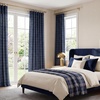 NICETOWN Taupe Plaid Print Linen Gingham Curtains 96 inches Long(Diagonal Check | Navy Blue)