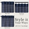 NICETOWN Taupe Plaid Print Linen Gingham Curtains 96 inches Long(Diagonal Check | Navy Blue)