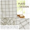 NICETOWN Taupe Plaid Print Linen Gingham Curtains 96 inches Long(Diagonal Check | White)