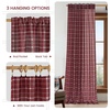 NICETOWN Taupe Plaid Print Linen Gingham Curtains 96 inches Long(Grid Pattern | Burgundy Red)