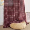 NICETOWN Taupe Plaid Print Linen Gingham Curtains 96 inches Long(Grid Pattern | Burgundy Red)