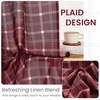 NICETOWN Taupe Plaid Print Linen Gingham Curtains 96 inches Long(Grid Pattern | Burgundy Red)