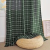 NICETOWN Taupe Plaid Print Linen Gingham Curtains 96 inches Long(Grid Pattern | Hunter Green)