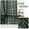 NICETOWN Taupe Plaid Print Linen Gingham Curtains 96 inches Long(Grid Pattern | Hunter Green)