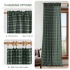 NICETOWN Taupe Plaid Print Linen Gingham Curtains 96 inches Long(Grid Pattern | Hunter Green)