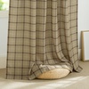 NICETOWN Taupe Plaid Print Linen Gingham Curtains 96 inches Long(Grid Pattern | Linen)