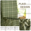 NICETOWN Taupe Plaid Print Linen Gingham Curtains 96 inches Long(Grid Pattern | Moss Green)