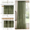 NICETOWN Taupe Plaid Print Linen Gingham Curtains 96 inches Long(Grid Pattern | Moss Green)