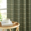 NICETOWN Taupe Plaid Print Linen Gingham Curtains 96 inches Long(Grid Pattern | Moss Green)