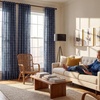NICETOWN Taupe Plaid Print Linen Gingham Curtains 96 inches Long(Grid Pattern | Navy Blue)