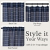 NICETOWN Taupe Plaid Print Linen Gingham Curtains 96 inches Long(Grid Pattern | Navy Blue)