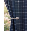 NICETOWN Taupe Plaid Print Linen Gingham Curtains 96 inches Long(Grid Pattern | Navy Blue)