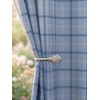 NICETOWN Taupe Plaid Print Linen Gingham Curtains 96 inches Long(Grid Pattern | Seafoam Blue)