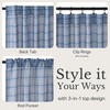 NICETOWN Taupe Plaid Print Linen Gingham Curtains 96 inches Long(Grid Pattern | Seafoam Blue)