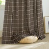 NICETOWN Taupe Plaid Print Linen Gingham Curtains 96 inches Long(Grid Pattern | Taupe)