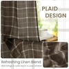 NICETOWN Taupe Plaid Print Linen Gingham Curtains 96 inches Long(Grid Pattern | Taupe)